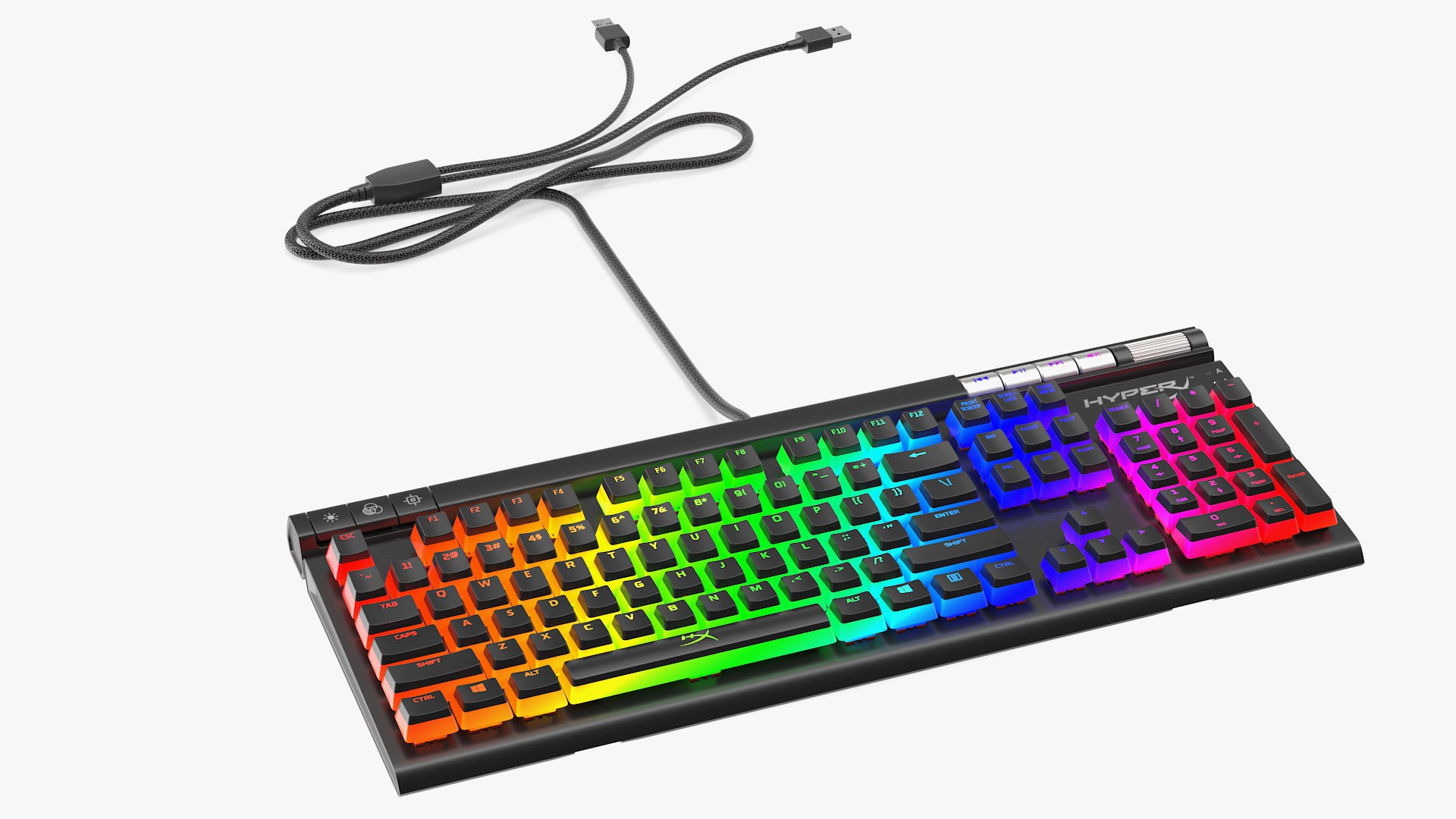 HyperX Alloy Elite RGB Gaming Keyboard switched On 3D model preview