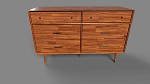 Wood Dresser Low Poly-Pbr Material Low-poly 3D model