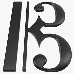 3d c clef symbol modeled