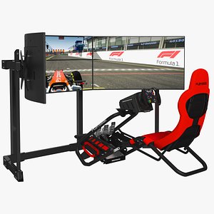3D Playseat Trophy Red - Sim Racing Seat with 3 Monitors