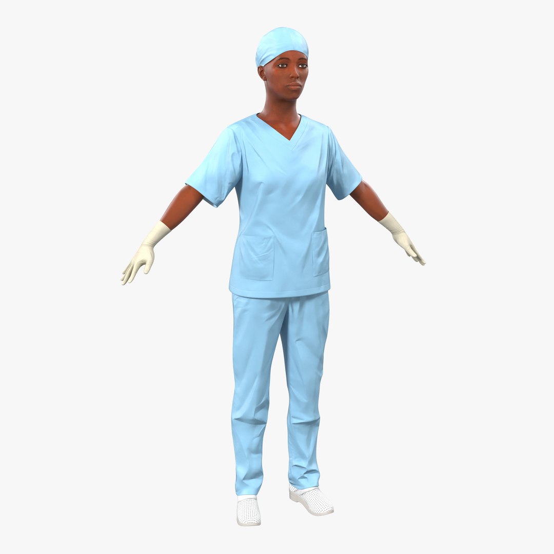 Female Surgeon African American 2 3D Model 3D model preview
