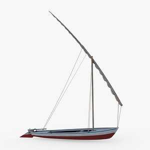 Fellucca Sailboat Game Ready 3D model