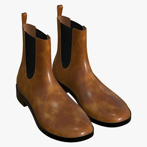 Leather Boots Yellow 3D