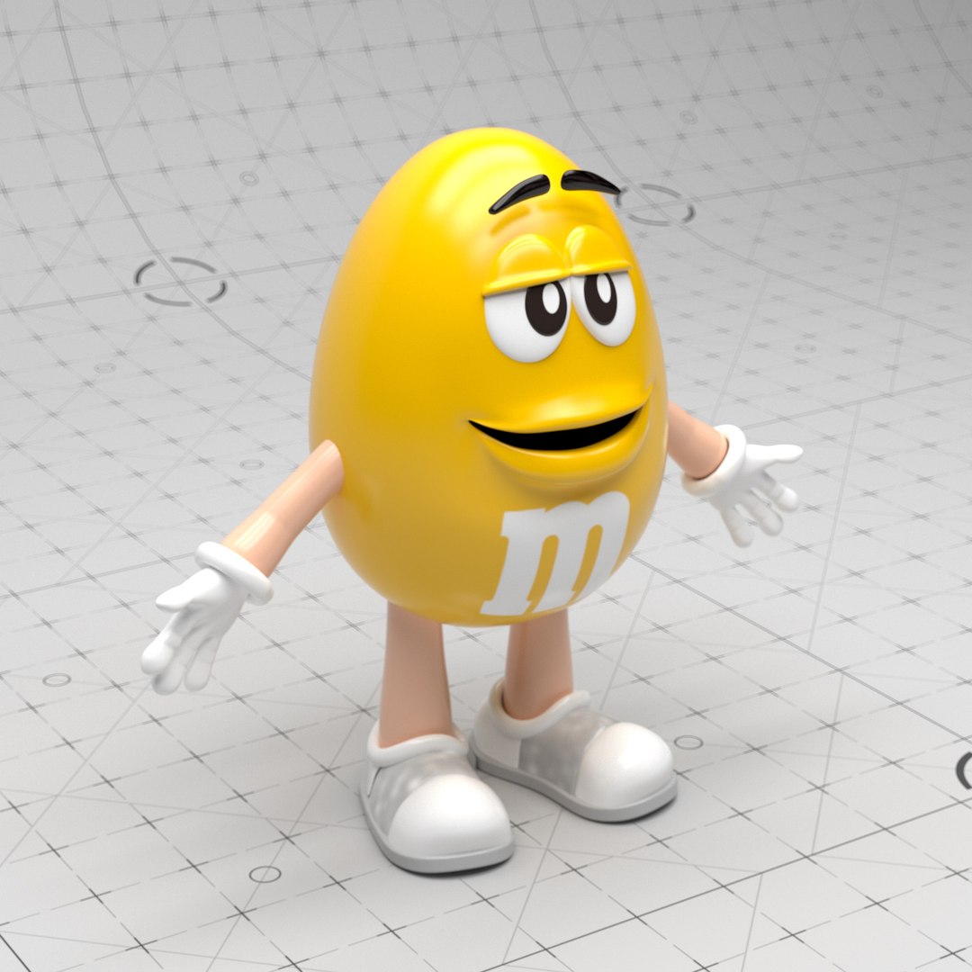 Yellow M&M Mascot (Shy) - 3D model by ChelsCCT