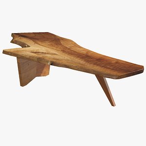 George Nakashima Free Edge Slab Coffee Table in Walnut 3D