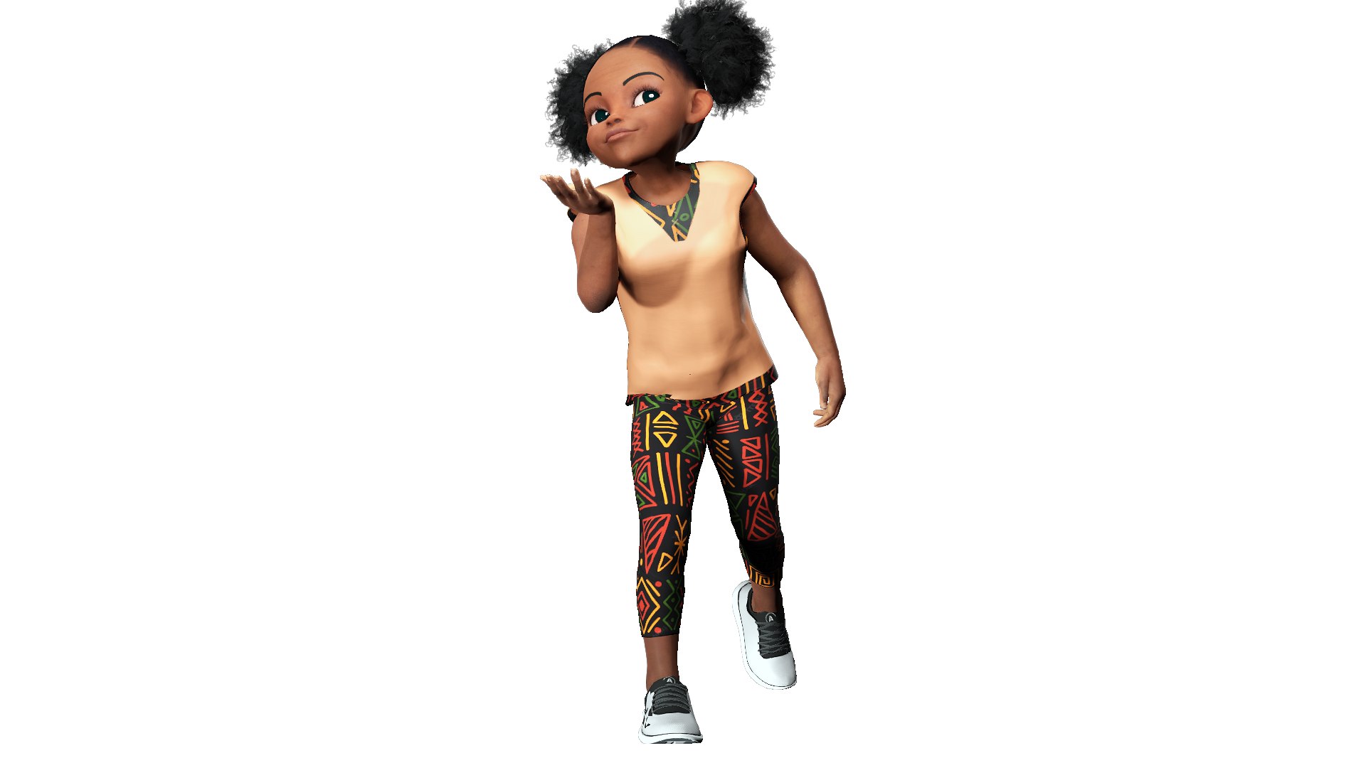 3D Stylized black afro cartoon girl - Toon Rigged Child 3D model model ...