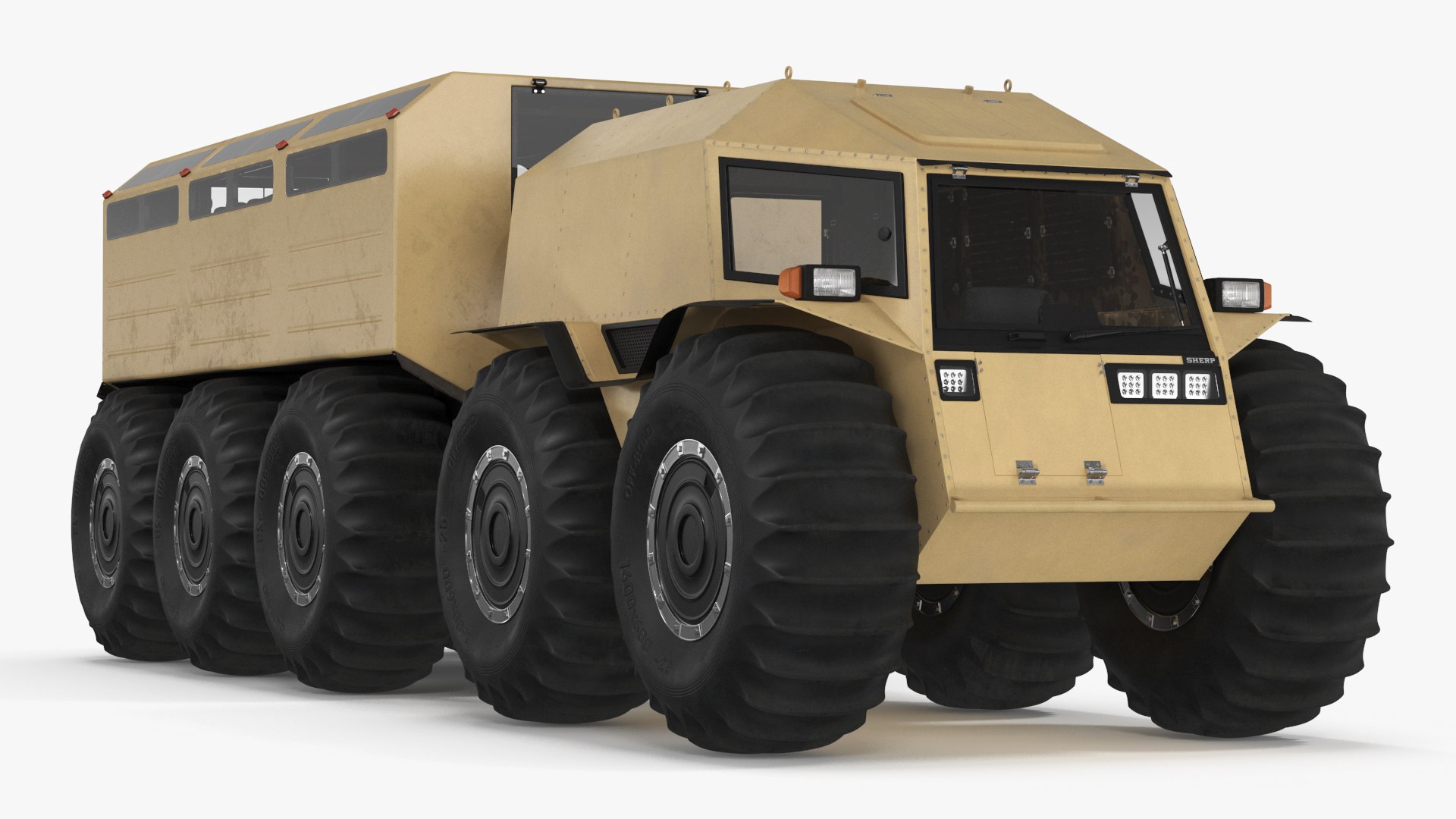 Sherp ATV with Trailer Beige 3D model preview