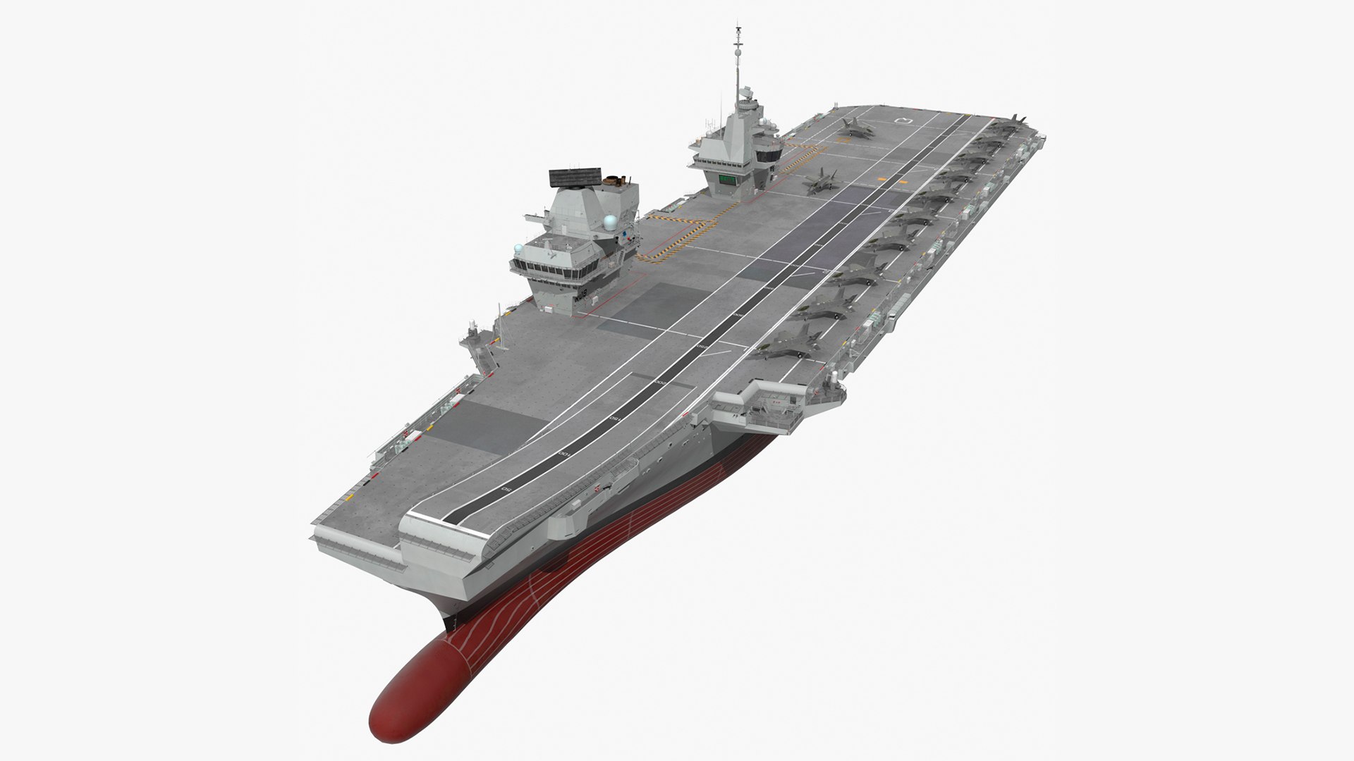 HMS Queen Elizabeth with F35 planes 3D model preview