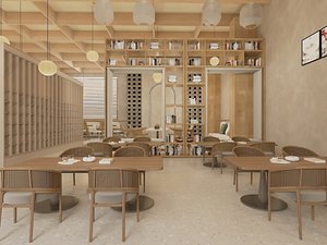 Modern Book Store Interior Book Shop 3D