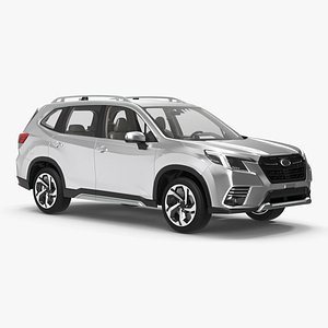3D White Compact Crossover SUV