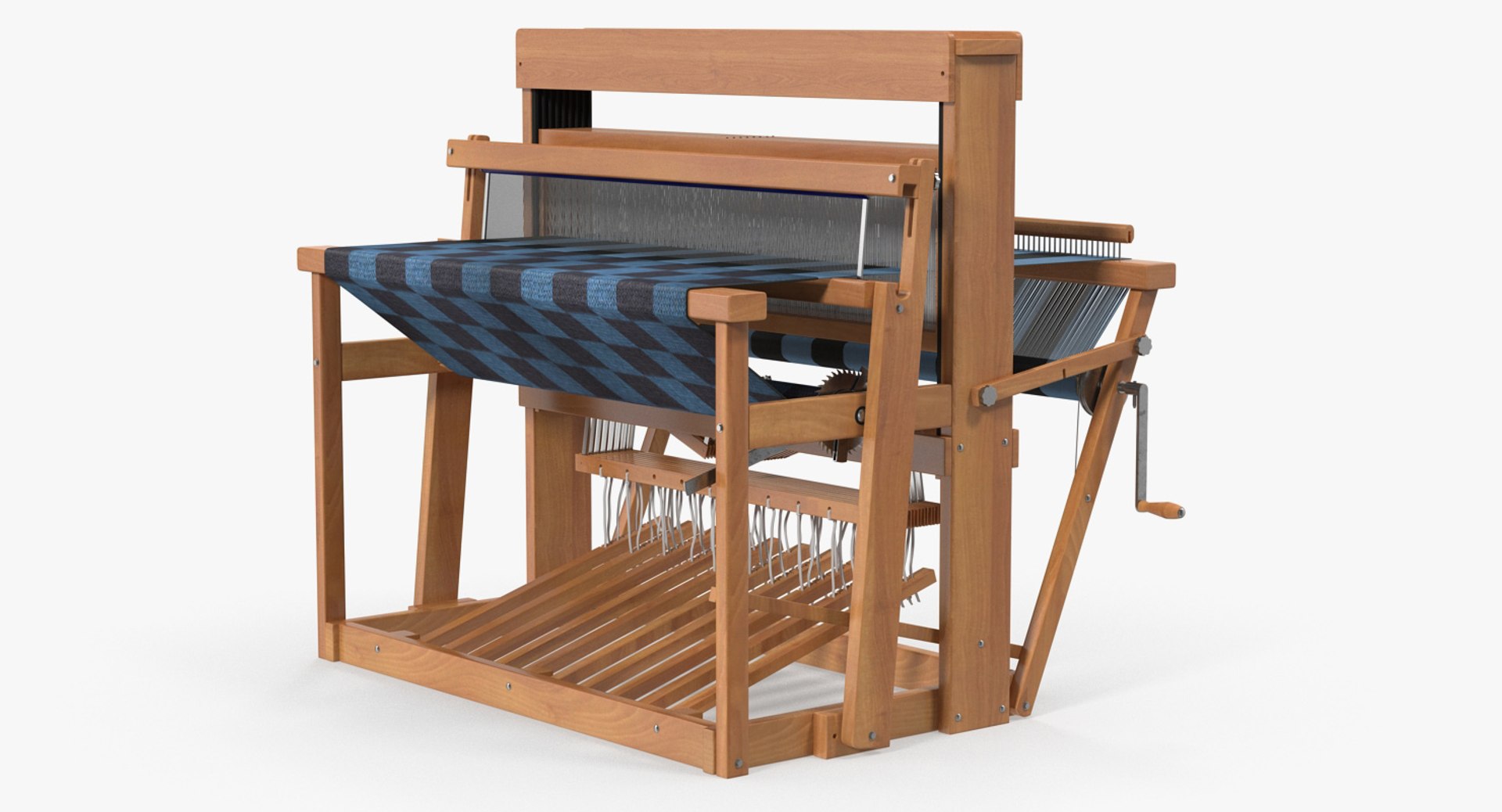 Wooden Loom with Rug 3D model preview