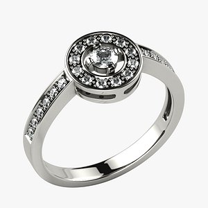 3D model 3mm Diamond Fashion Gold Ring