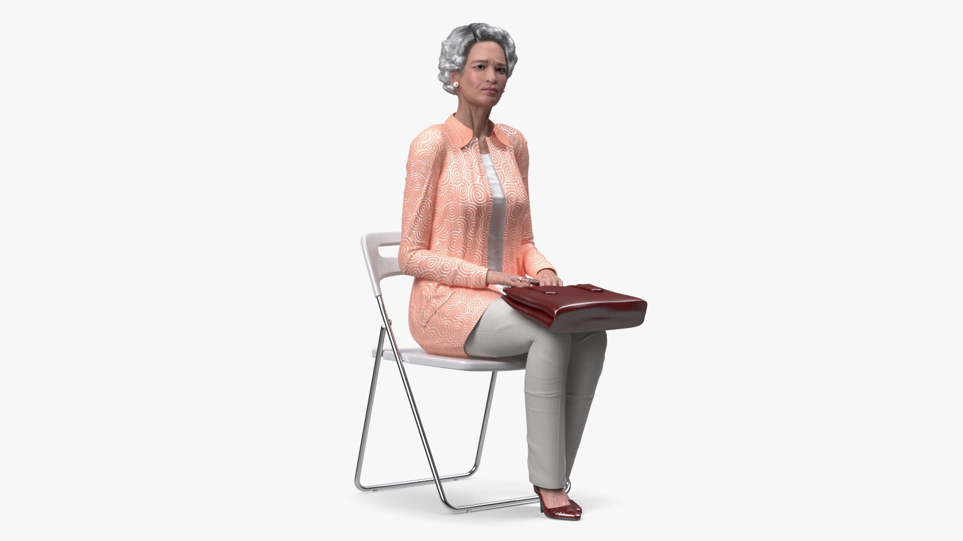 Korean Old Lady Everyday Style Sitting 3D model preview