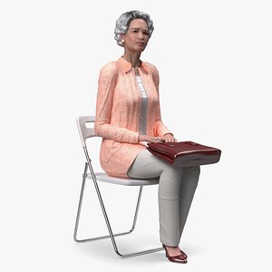 Korean Old Lady Everyday Style Sitting