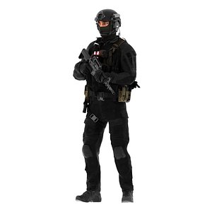 Full rigged SWAT officer