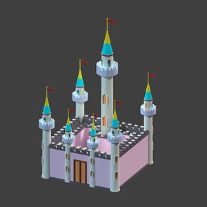 Low Poly Simple Cartoon Medieval Castle
