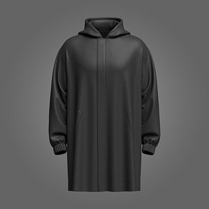 3D Mens Long Hooded Jacket
