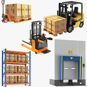 3D model Detailed Large Warehouse Collection