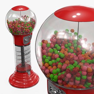 3D Wizard Spiral Gumball Vending Machine Red model