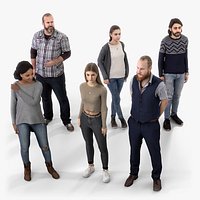 rigged People SixPack 003 - Photogrammetry Population Character Rig