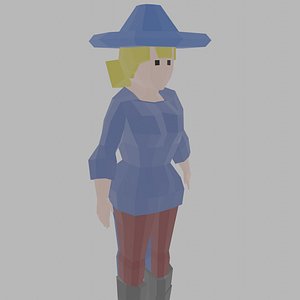 Low Poly Wizard Girl Rigged 4 3D
