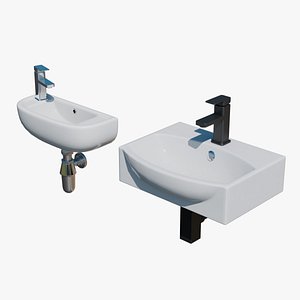 3D Wall Mounted Basins with Faucets
