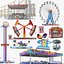 Large Detailed Amusement Park Rides