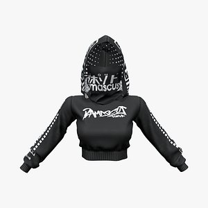 3D Hooded Rebellion Insurgent Crop Track Suit Top model