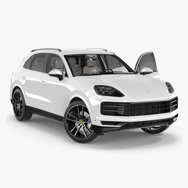 modelo 3d Porsche Cayenne 2024 SUV de lujo blanco preparado para Cinema