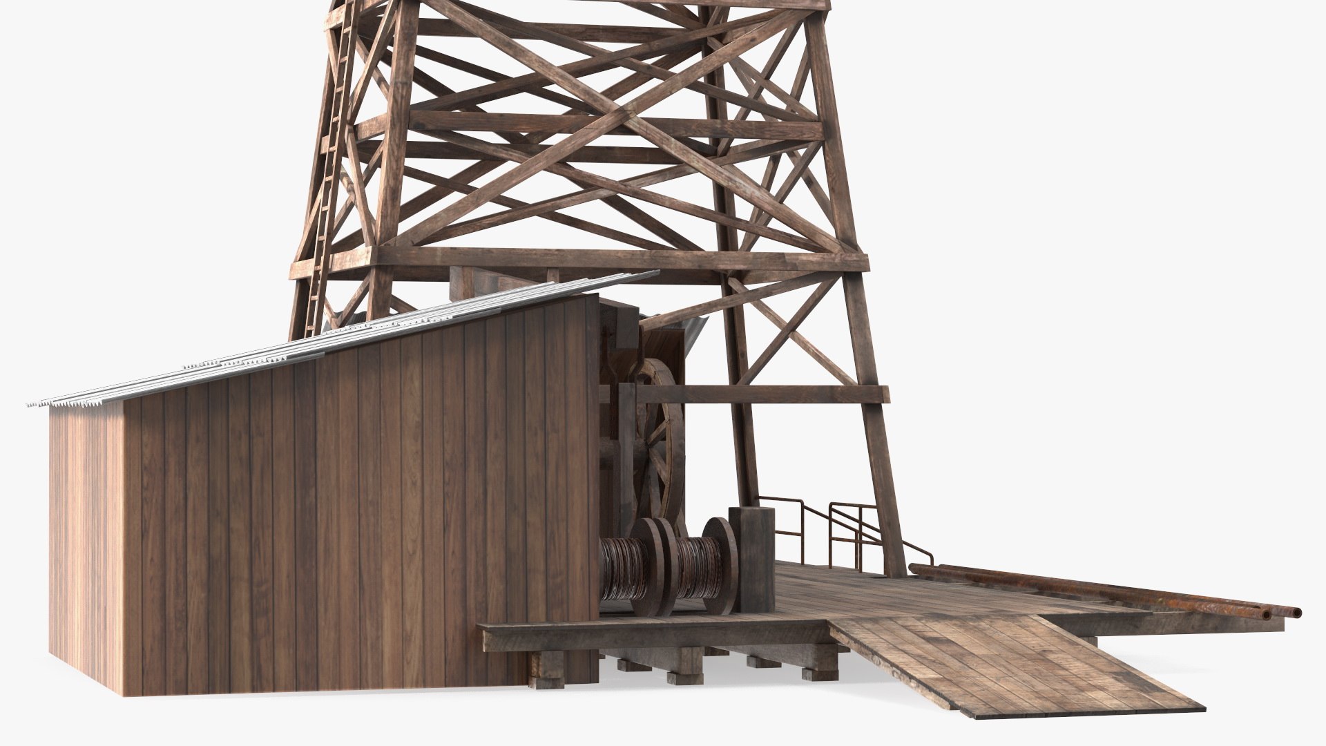 Old Wooden Oil Derrick 3D model - TurboSquid 1987008