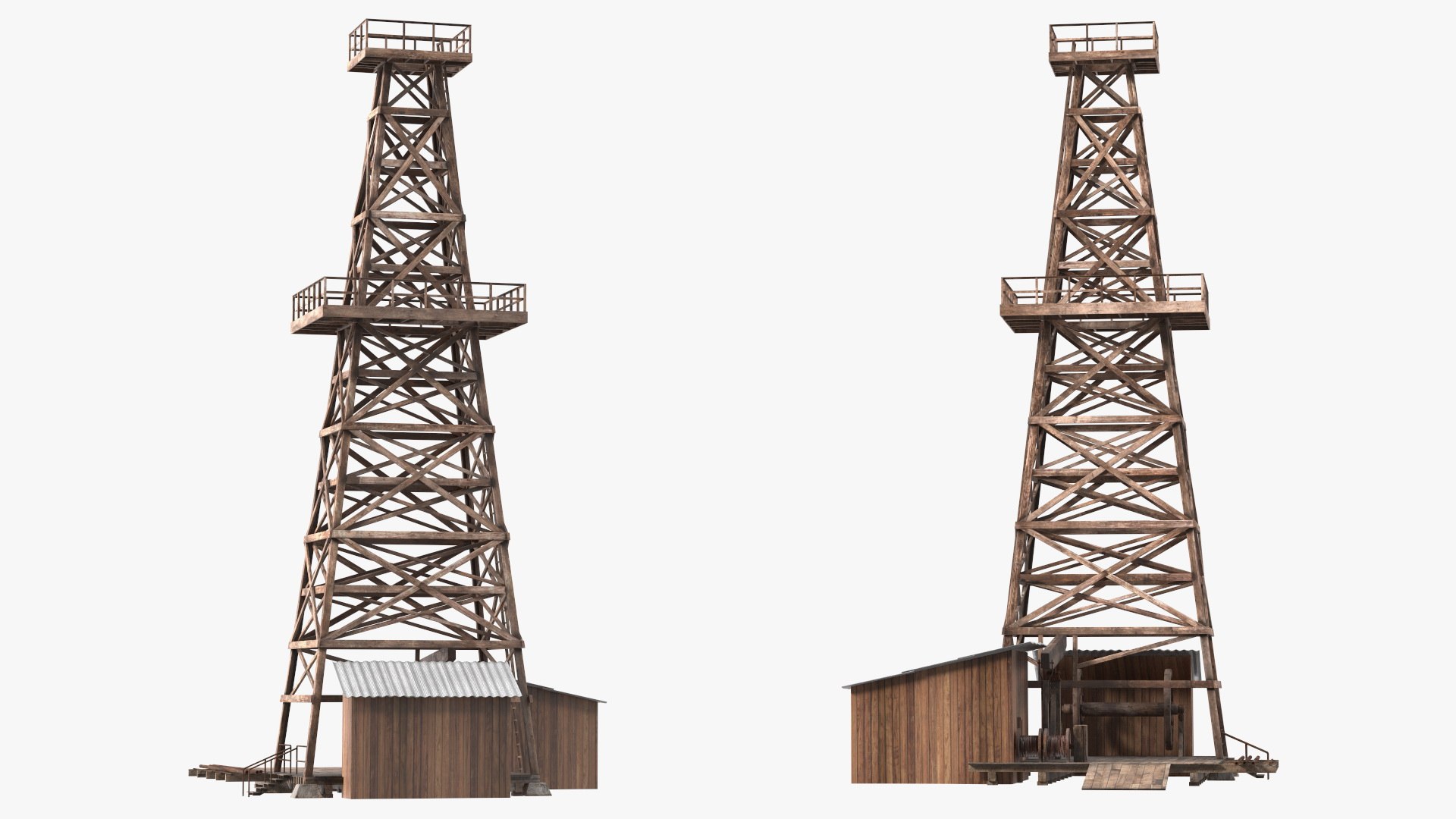 Old Wooden Oil Derrick 3D model - TurboSquid 1987008