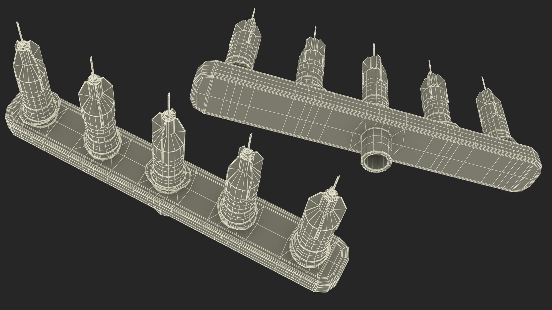 3D Multi Injector 5 Needles Straight Yellow - TurboSquid 2247465
