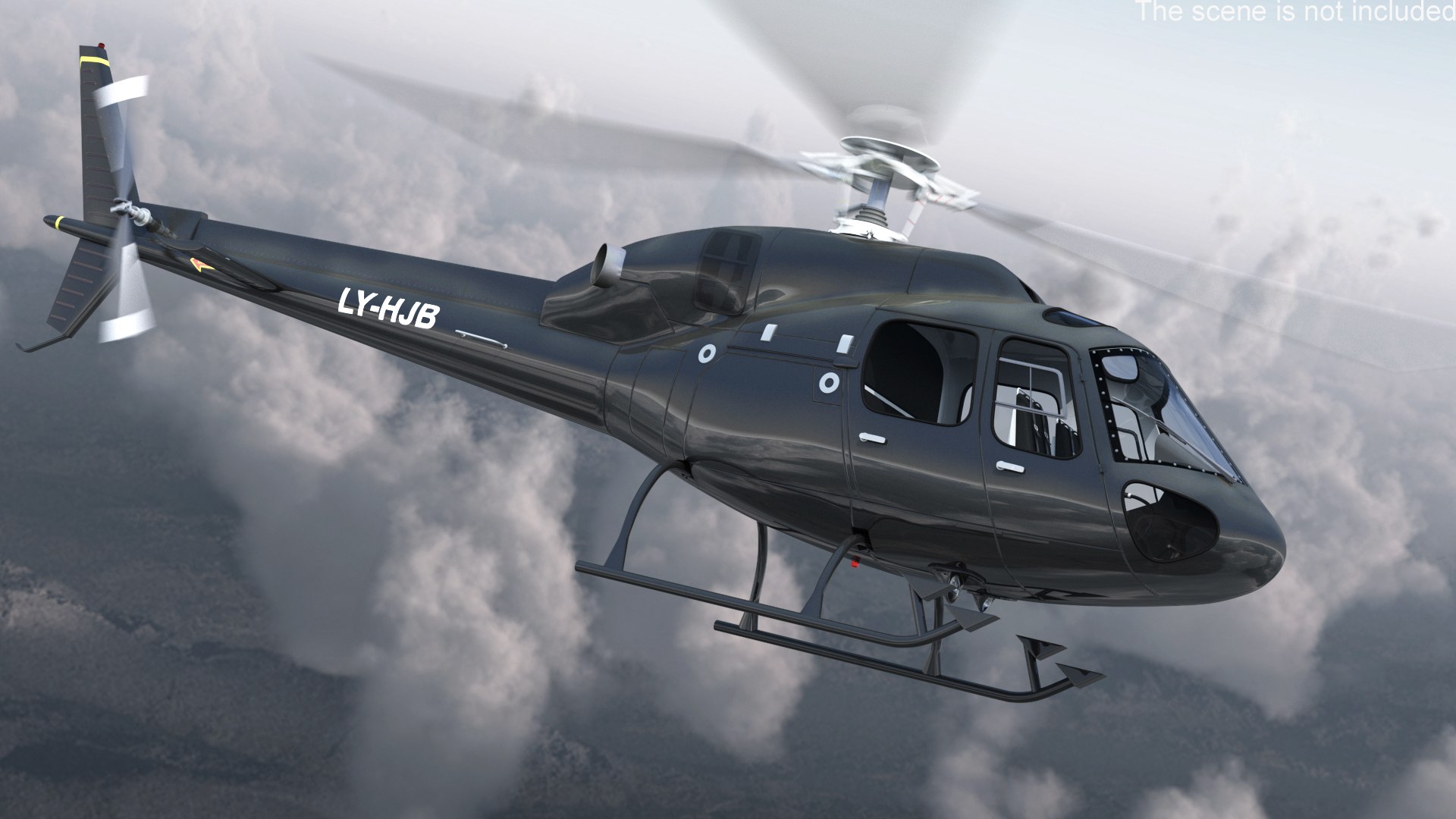 Helicopter Eurocopter AS355 Rigged for Cinema 4D 3D model preview