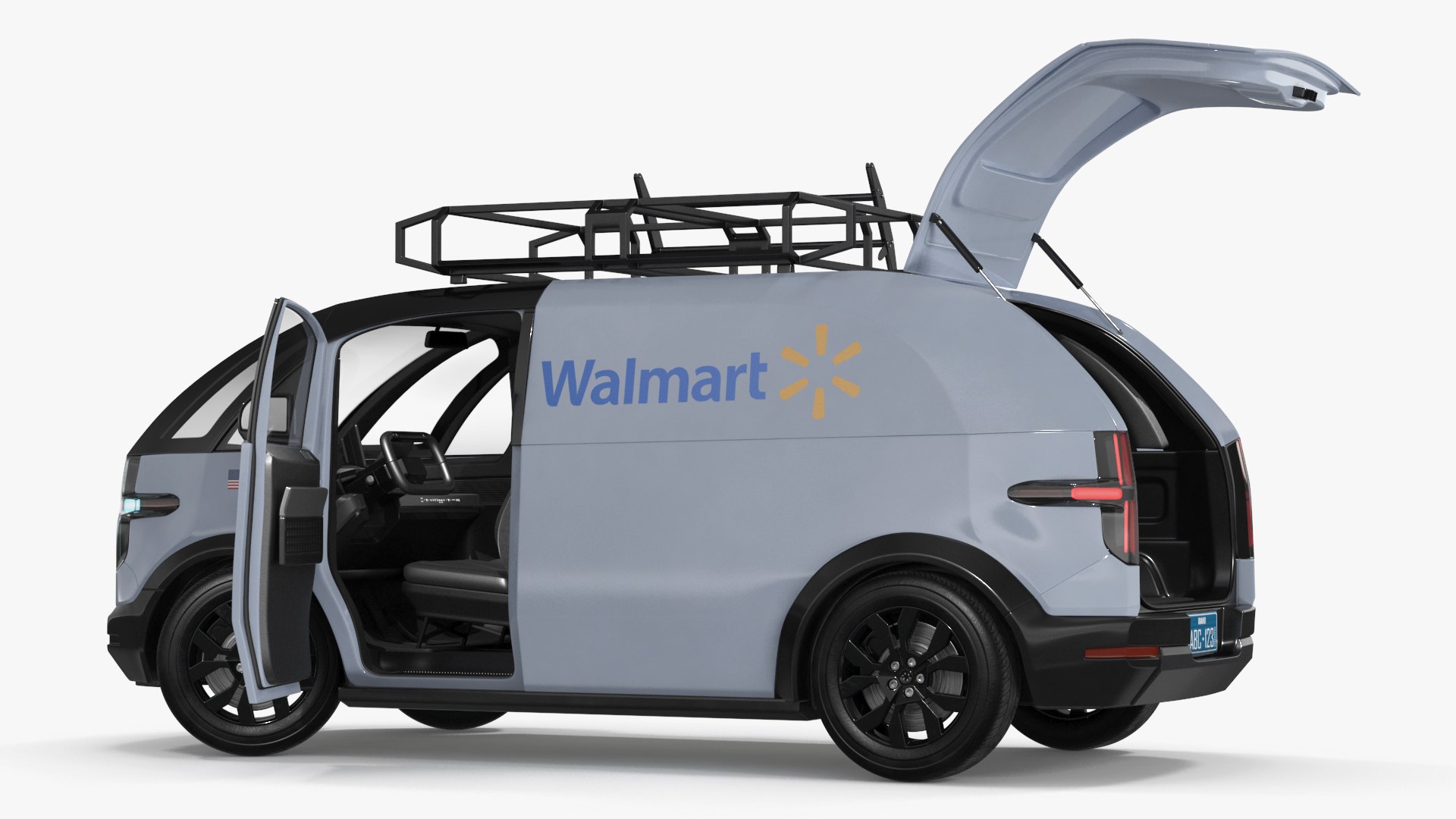 Electric Minivan Canoo Van Delivery Light Blue Rigged 3D model ...