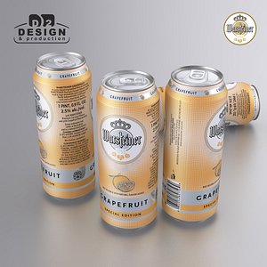 3d model beer warsteiner grapefruit