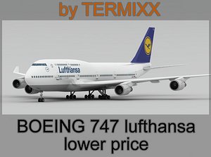 3d model airplane boeing 747 lufthansa