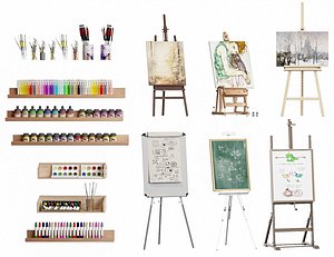 3D model Easel Painting supplies Art supplies Paint