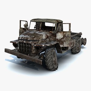 low-poly ural-375 chassis burnt 3d 3ds