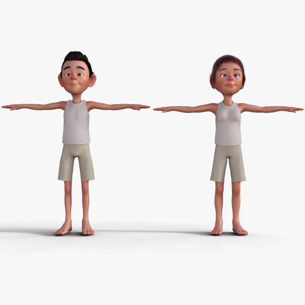 Cartoon Boy and Girl 3D model