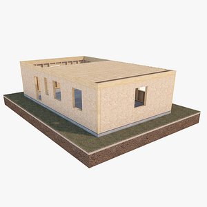 Timber Frame House Construction Site 3D