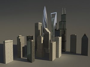 3dsmax low-poly skyscrapers