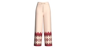 Girls Border Printed Wide Leg Trouser 3D model