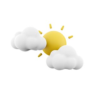 3d sun covered by clouds icon