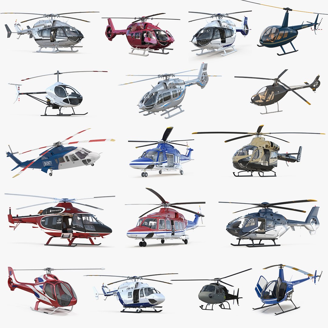 Rigged Private Helicopters 3D Models Collection 3D model preview