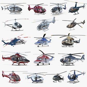 Rigged Private Helicopters 3D Models Collection