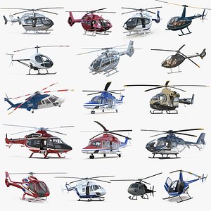Rigged Private Helicopters 3D Models Collection
