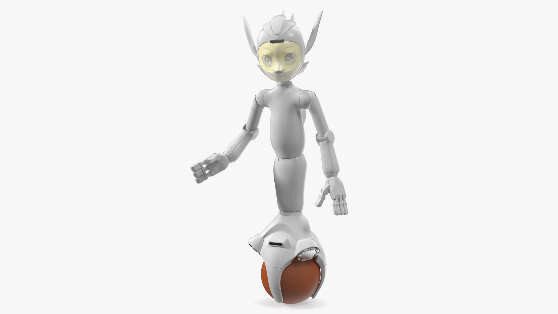 Social AI Robot Mirokai White Rigged 3D model preview