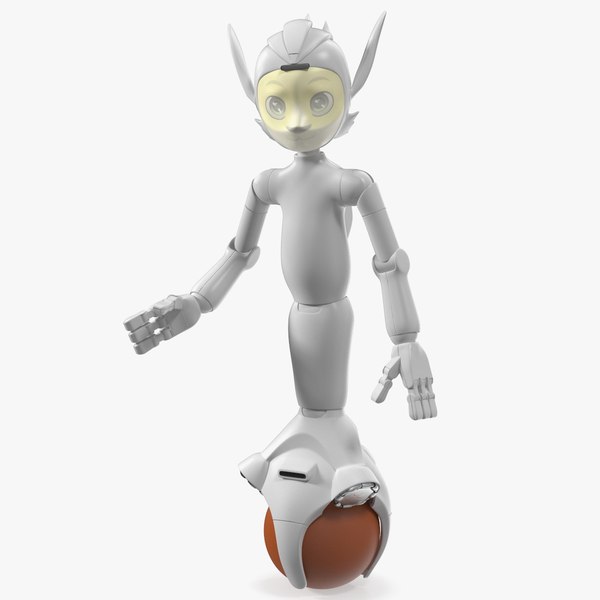 Social AI Robot Mirokai White Rigged 3D model