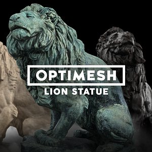 low-poly lion statue 3D