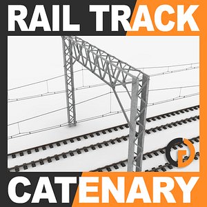 3d railway track catenary railroad rail